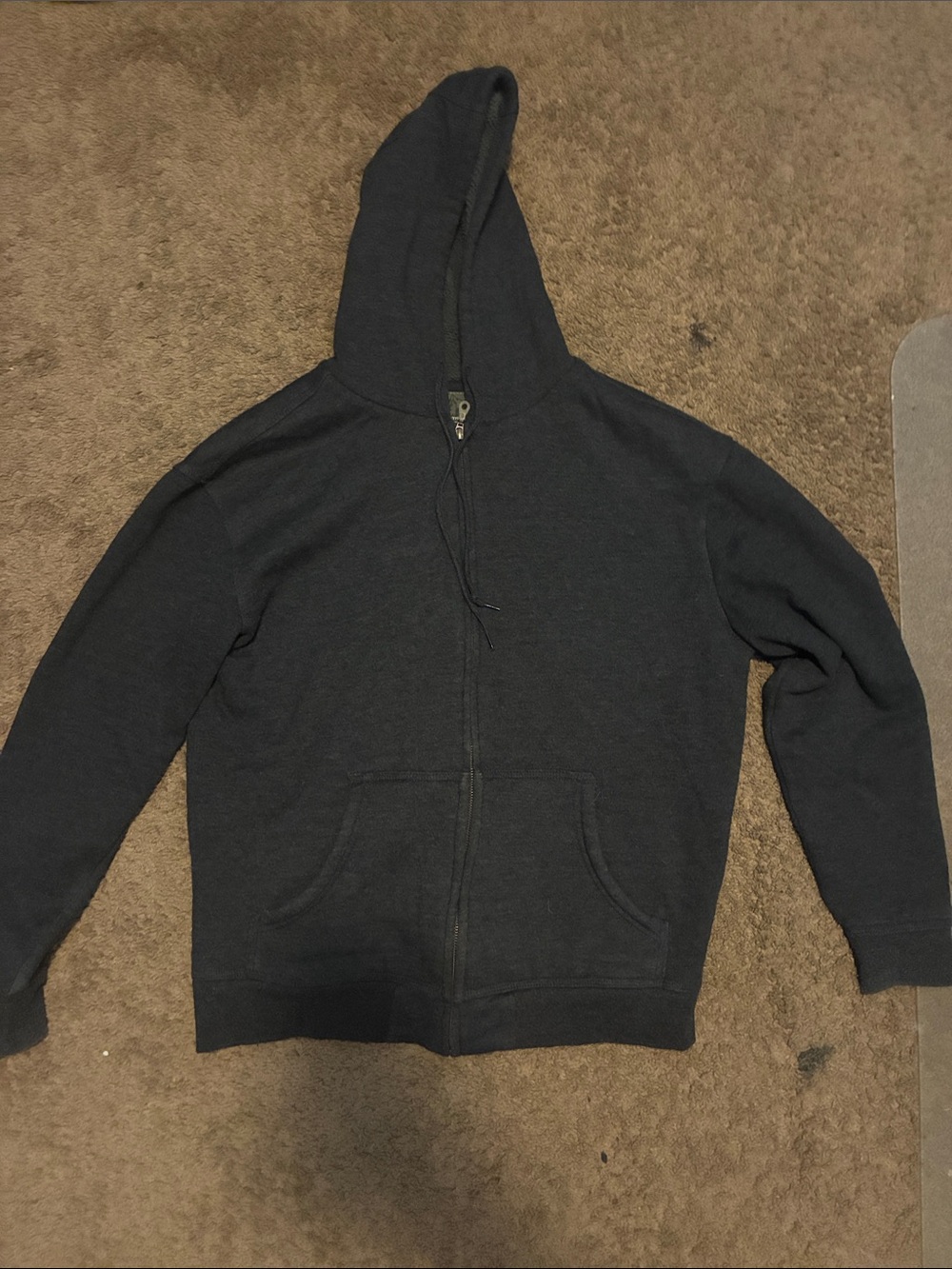 Men's Charcoal Zip-Up Hooded Sweater